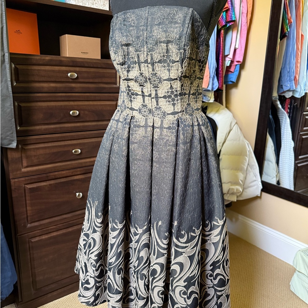 Elegant Black and Cream Strapless Dress